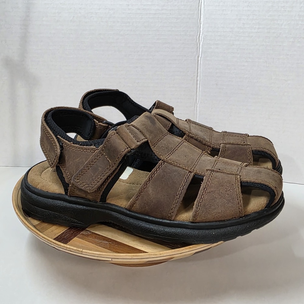 Bata Fisherman Sandals  Brown/Tan Leather Comfort Size 9 Sturdy Chunky